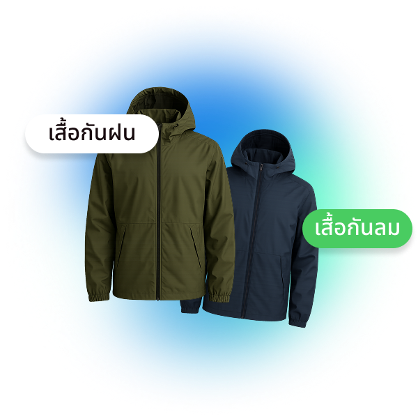 ภาพเสื้อกันฝนและเสื้อกันลม