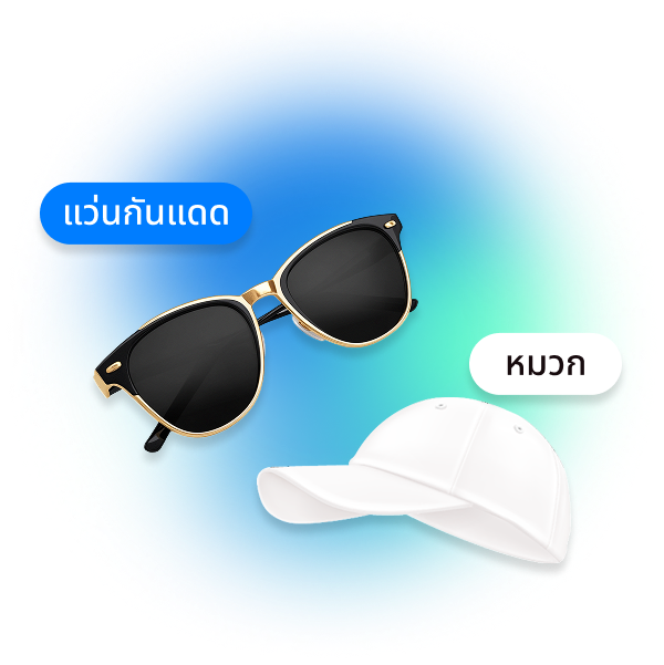 ภาพแว่นตากันแดดและหมวก