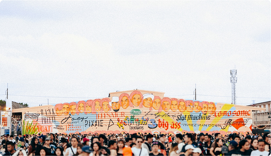 ภาพบรรยากาศและภาพอาร์ตของศิลปินในงานเทศกาลดนตรีพุ่งใต้